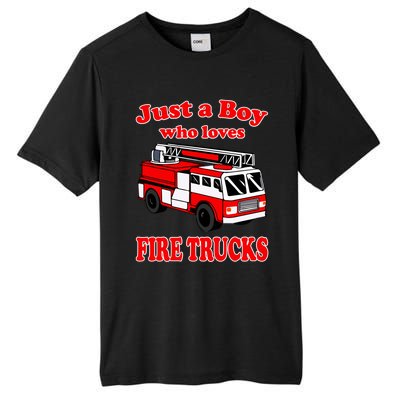 Just A Who Loves Firetruck And Firefighter Fire Gift Tall Fusion ChromaSoft Performance T-Shirt