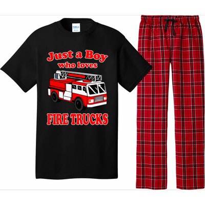 Just A Who Loves Firetruck And Firefighter Fire Gift Pajama Set