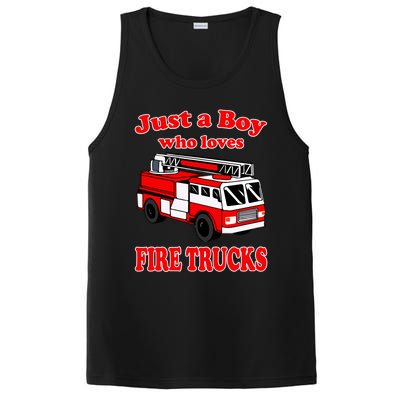 Just A Who Loves Firetruck And Firefighter Fire Gift PosiCharge Competitor Tank