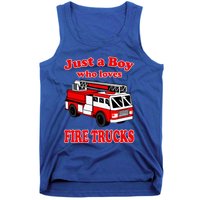 Just A Who Loves Firetruck And Firefighter Fire Gift Tank Top