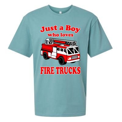 Just A Who Loves Firetruck And Firefighter Fire Gift Sueded Cloud Jersey T-Shirt