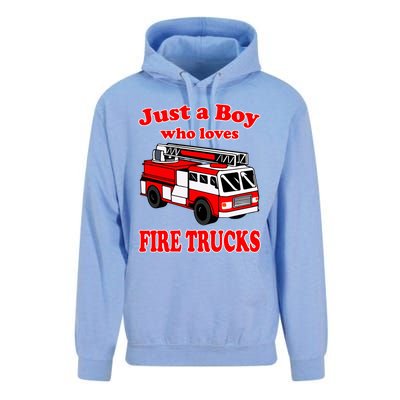 Just A Who Loves Firetruck And Firefighter Fire Gift Unisex Surf Hoodie