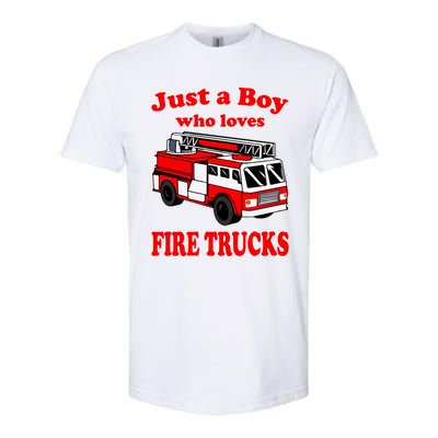 Just A Who Loves Firetruck And Firefighter Fire Gift Softstyle CVC T-Shirt