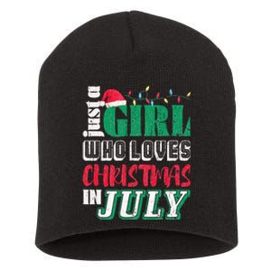 Just A Who Loves Christmas In July Funny Summer Short Acrylic Beanie