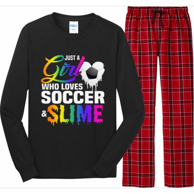 Just A  Who Loves Soccer and Slime Sports Gifts Teens Long Sleeve Pajama Set