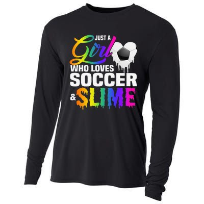 Just A  Who Loves Soccer and Slime Sports Gifts Teens Cooling Performance Long Sleeve Crew