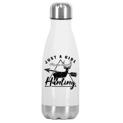 Just A Who Loves Hunting Deer Moose Hunter Elk Hunt Gift Stainless Steel Insulated Water Bottle