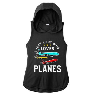 Just A Who Loves Planes Funny Pilot Flying Airplane Ladies PosiCharge Tri-Blend Wicking Draft Hoodie Tank