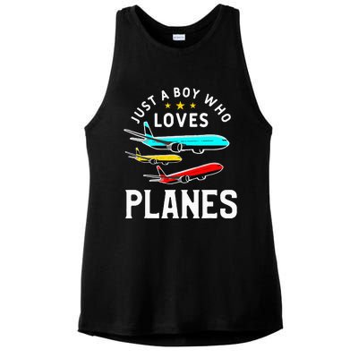 Just A Who Loves Planes Funny Pilot Flying Airplane Ladies PosiCharge Tri-Blend Wicking Tank