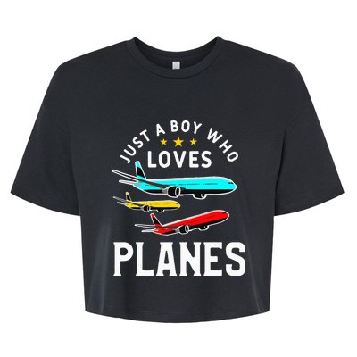 Just A Who Loves Planes Funny Pilot Flying Airplane Bella+Canvas Jersey Crop Tee