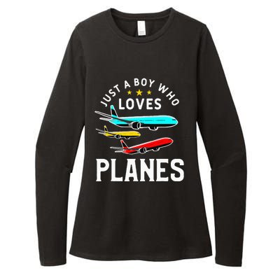 Just A Who Loves Planes Funny Pilot Flying Airplane Womens CVC Long Sleeve Shirt