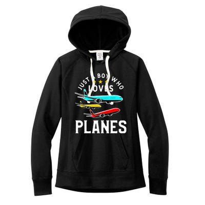 Just A Who Loves Planes Funny Pilot Flying Airplane Women's Fleece Hoodie