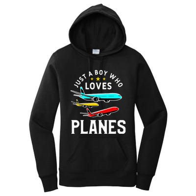 Just A Who Loves Planes Funny Pilot Flying Airplane Women's Pullover Hoodie