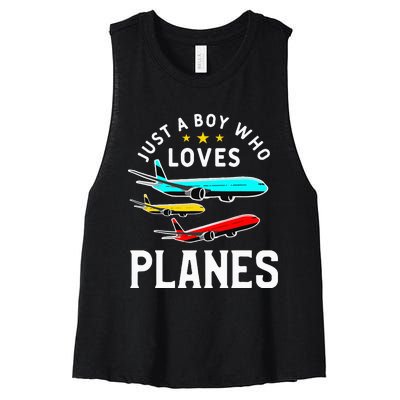 Just A Who Loves Planes Funny Pilot Flying Airplane Women's Racerback Cropped Tank