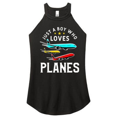 Just A Who Loves Planes Funny Pilot Flying Airplane Women’s Perfect Tri Rocker Tank