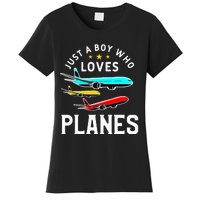 Just A Who Loves Planes Funny Pilot Flying Airplane Women's T-Shirt