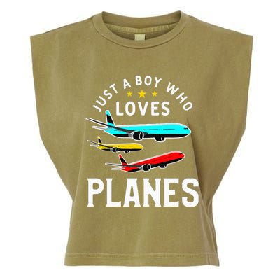 Just A Who Loves Planes Funny Pilot Flying Airplane Garment-Dyed Women's Muscle Tee