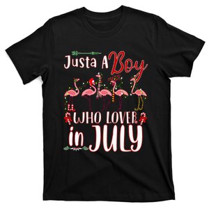 Just A Who Loves Christmas In July Flamingo Santa Gifts T-Shirt