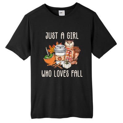 Just A Who Loves Fall Autumn Season Quote Retro Vintage Meaningful Gift Tall Fusion ChromaSoft Performance T-Shirt