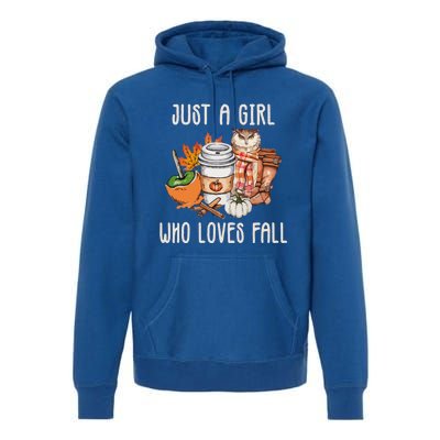 Just A Who Loves Fall Autumn Season Quote Retro Vintage Meaningful Gift Premium Hoodie