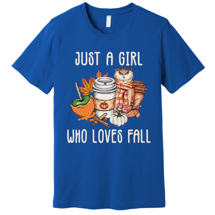 Just A Who Loves Fall Autumn Season Quote Retro Vintage Meaningful Gift Premium T-Shirt