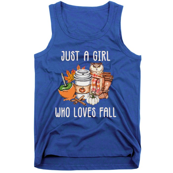 Just A Who Loves Fall Autumn Season Quote Retro Vintage Meaningful Gift Tank Top