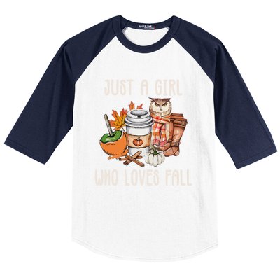 Just A Who Loves Fall Autumn Season Quote Retro Vintage Meaningful Gift Baseball Sleeve Shirt