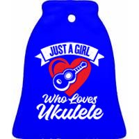 Just A Who Loves Ukulele Uke Music Ukulele Musician Gift Ceramic Bell Ornament