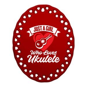 Just A Who Loves Ukulele Uke Music Ukulele Musician Gift Ceramic Oval Ornament