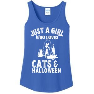 Just A Who Loves Cats And Halloween For Cat Lover Cool Gift Ladies Essential Tank