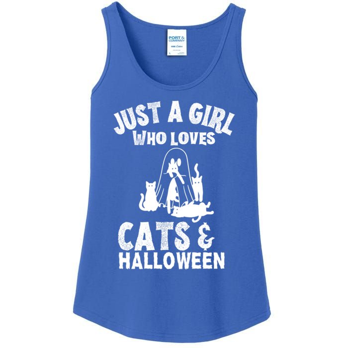 Just A Who Loves Cats And Halloween For Cat Lover Cool Gift Ladies Essential Tank