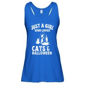 Just A Who Loves Cats And Halloween For Cat Lover Cool Gift Ladies Essential Flowy Tank