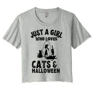 Just A Who Loves Cats And Halloween For Cat Lover Cool Gift Women's Crop Top Tee