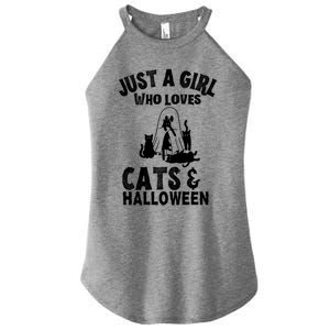 Just A Who Loves Cats And Halloween For Cat Lover Cool Gift Women's Perfect Tri Rocker Tank