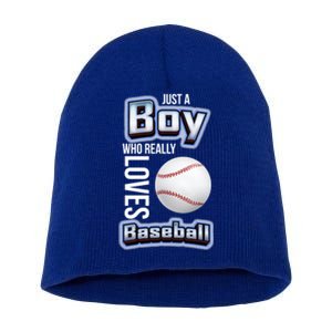 Just A Who Really Loves Baseball Funny Baseball Design Gift Short Acrylic Beanie