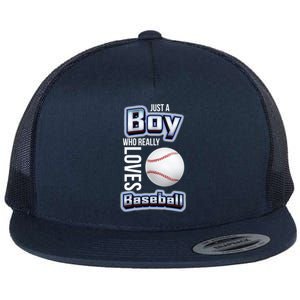 Just A Who Really Loves Baseball Funny Baseball Design Gift Flat Bill Trucker Hat