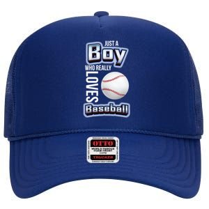 Just A Who Really Loves Baseball Funny Baseball Design Gift High Crown Mesh Back Trucker Hat