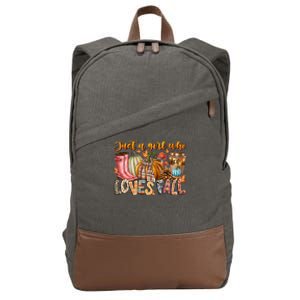 Just A Who Loves Fall Colorful Plaid Autumn Season Cool Gift Cotton Canvas Backpack