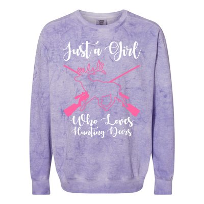 Just A Who Loves Hunting Deers Huntress Cool Gift Colorblast Crewneck Sweatshirt