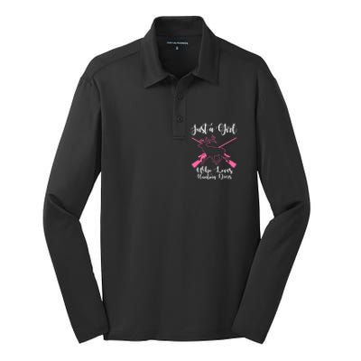 Just A Who Loves Hunting Deers Huntress Cool Gift Silk Touch Performance Long Sleeve Polo