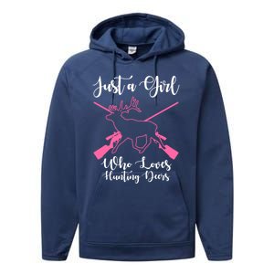 Just A Who Loves Hunting Deers Huntress Cool Gift Performance Fleece Hoodie