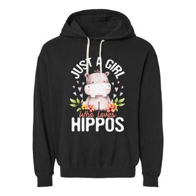 Just A Who Loves Hippos Hippopotamus Hippo Lover Garment-Dyed Fleece Hoodie