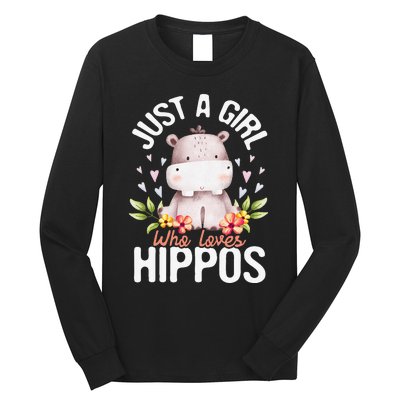 Just A Who Loves Hippos Hippopotamus Hippo Lover Long Sleeve Shirt