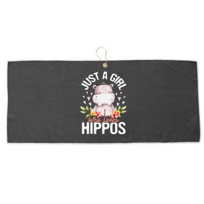 Just A Who Loves Hippos Hippopotamus Hippo Lover Large Microfiber Waffle Golf Towel