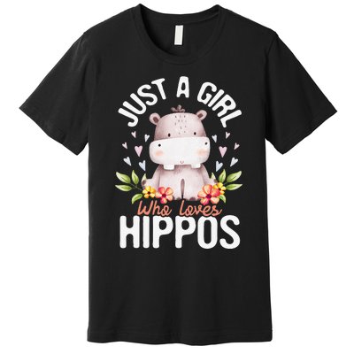 Just A Who Loves Hippos Hippopotamus Hippo Lover Premium T-Shirt