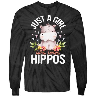 Just A Who Loves Hippos Hippopotamus Hippo Lover Tie-Dye Long Sleeve Shirt