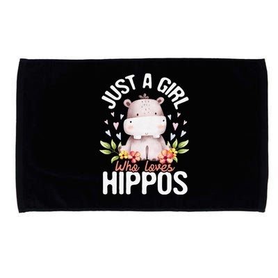 Just A Who Loves Hippos Hippopotamus Hippo Lover Microfiber Hand Towel