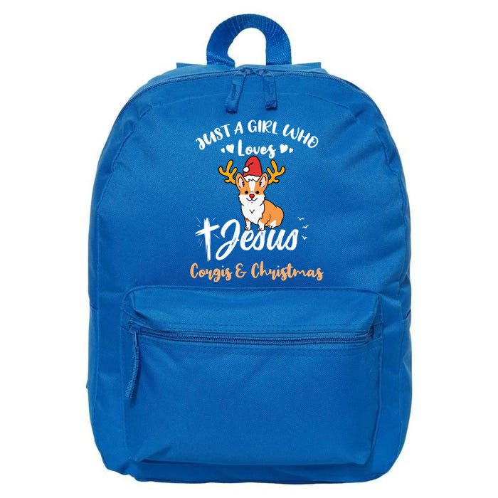 Just A Who Loves Jesus And Corgis And Christmas Cute Gift 16 in Basic Backpack