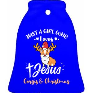 Just A Who Loves Jesus And Corgis And Christmas Cute Gift Ceramic Bell Ornament