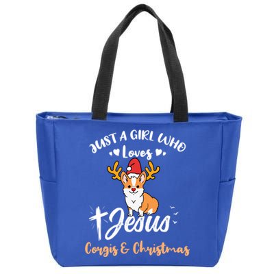 Just A Who Loves Jesus And Corgis And Christmas Cute Gift Zip Tote Bag